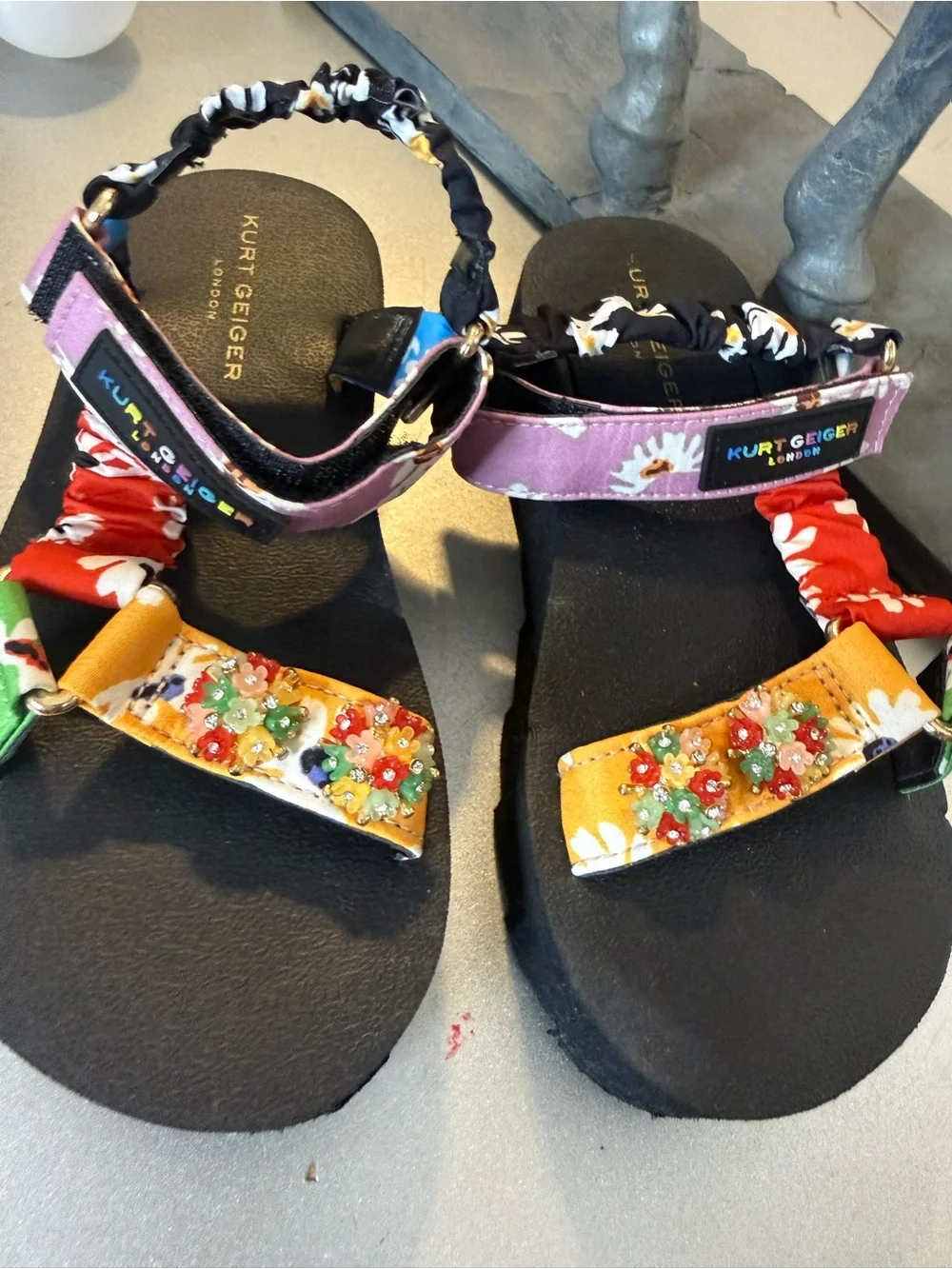 Kurt Geiger Kids' Multicolor Embellished Floral Sandals 2Y